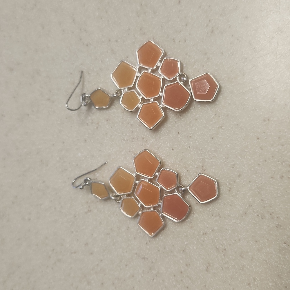 ORANGE/SILVERTONE DANGLE/DROP EARRINGS